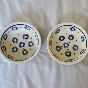 2 Polish Pottery Condiment Dessert Bowls 2 Matching